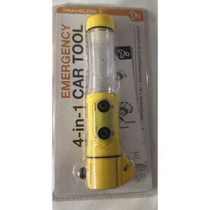 Travelon Emergency 4-in-1 Car Tool Safety Roadside Flashlight Beacon Seatbelt